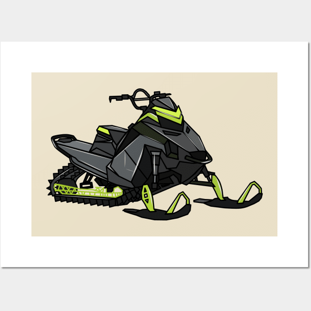 Snowmobile cartoon illustration Wall Art by Miss Cartoon